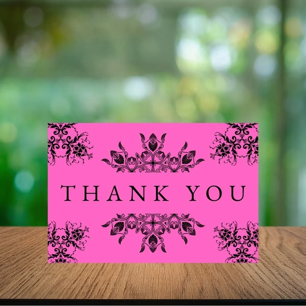 Set of 10 Pink Thank You Cards